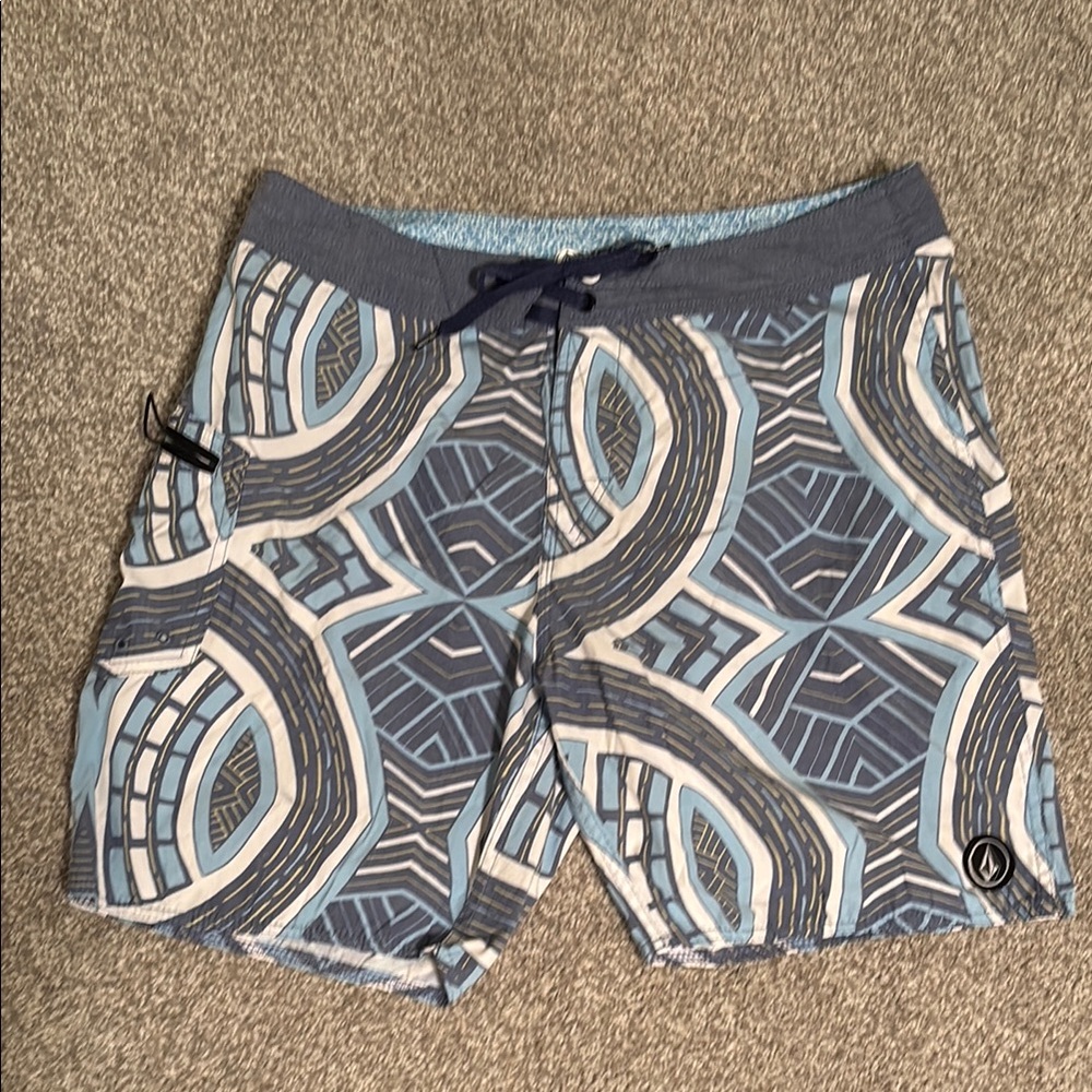 Volcom Men's Swim Shorts - Blue Geometric